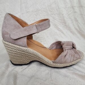 L'AMOUR DES PIEDS Oribel Suede Leather Wedge Espadrille Sandals Sz 7 Beige Taupe